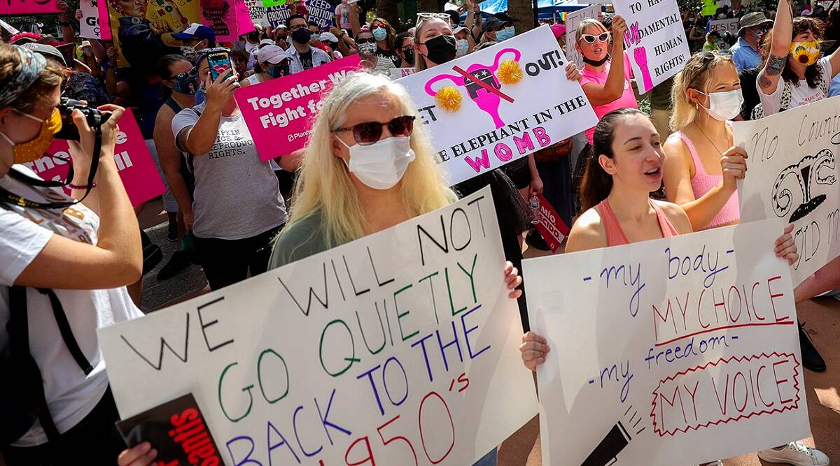 Women protesting against the abortion law in Texas